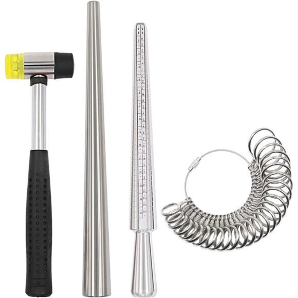 Ring Sizer Mandrel Measuring Tool Steel Ring Sizing Gauge Sizers Set Rubber - Picture 1 of 8
